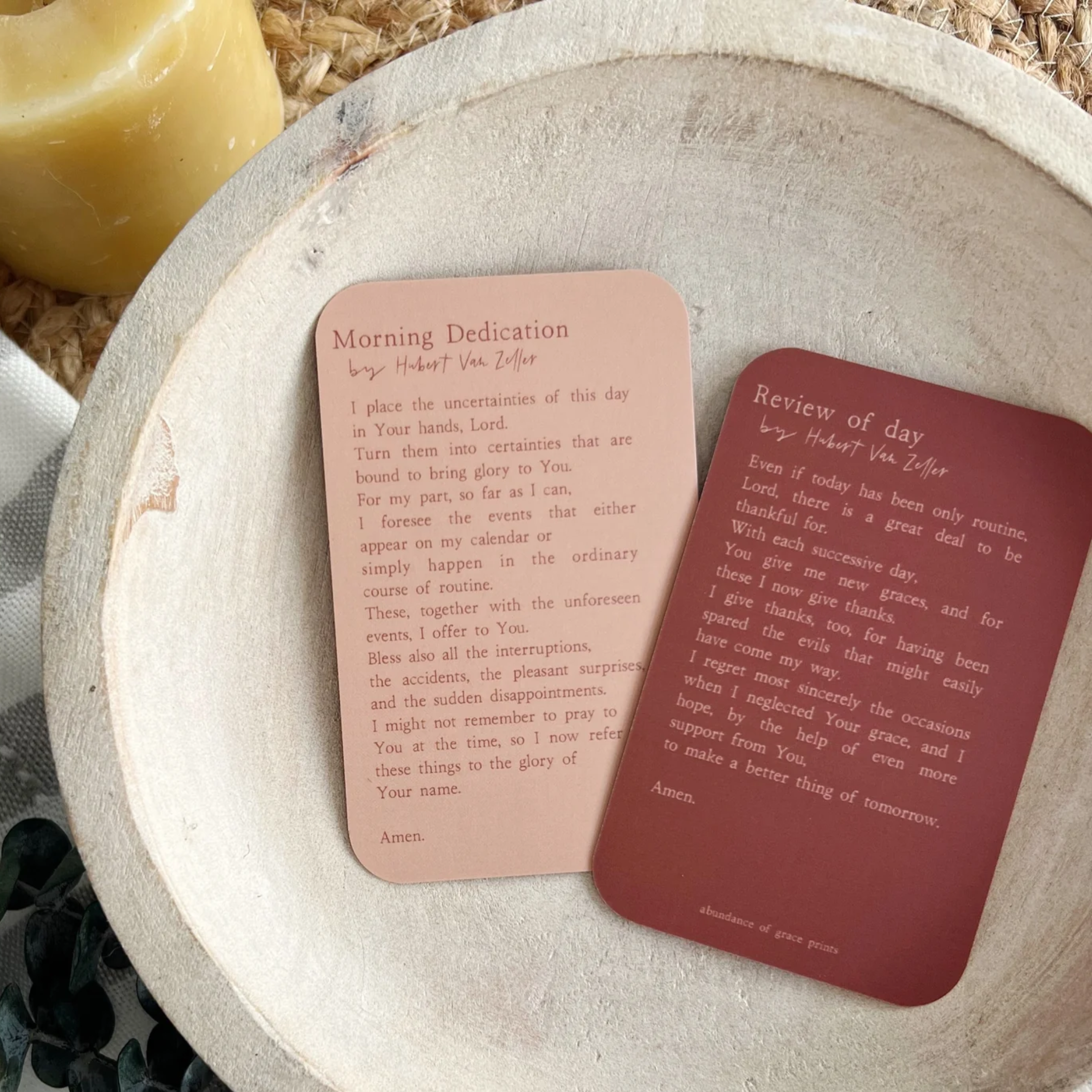 ‘Morning Dedication and Review of Day’ Prayer Card