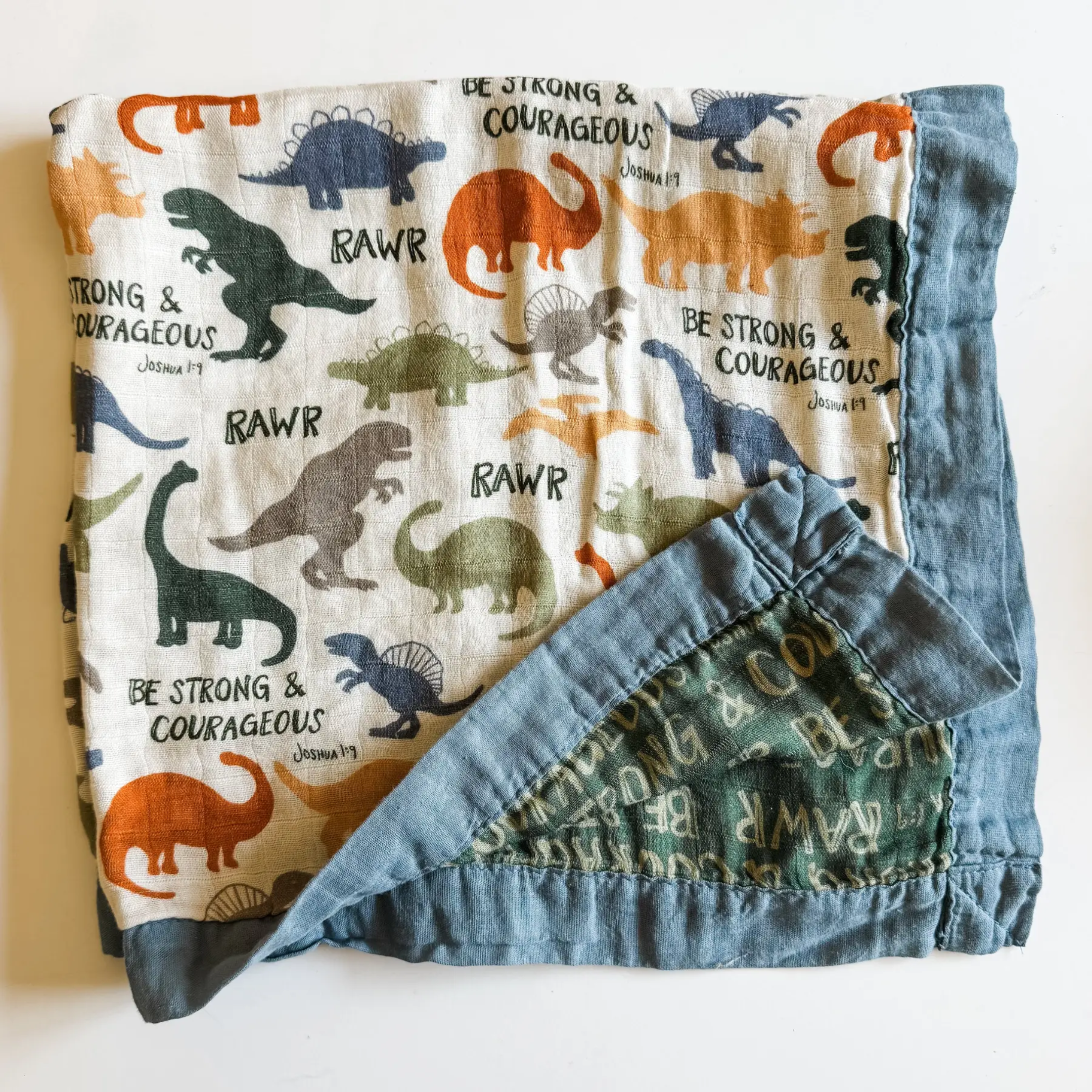 'Be Strong And Courageous' Luxury Double-Sided Muslin Blanket