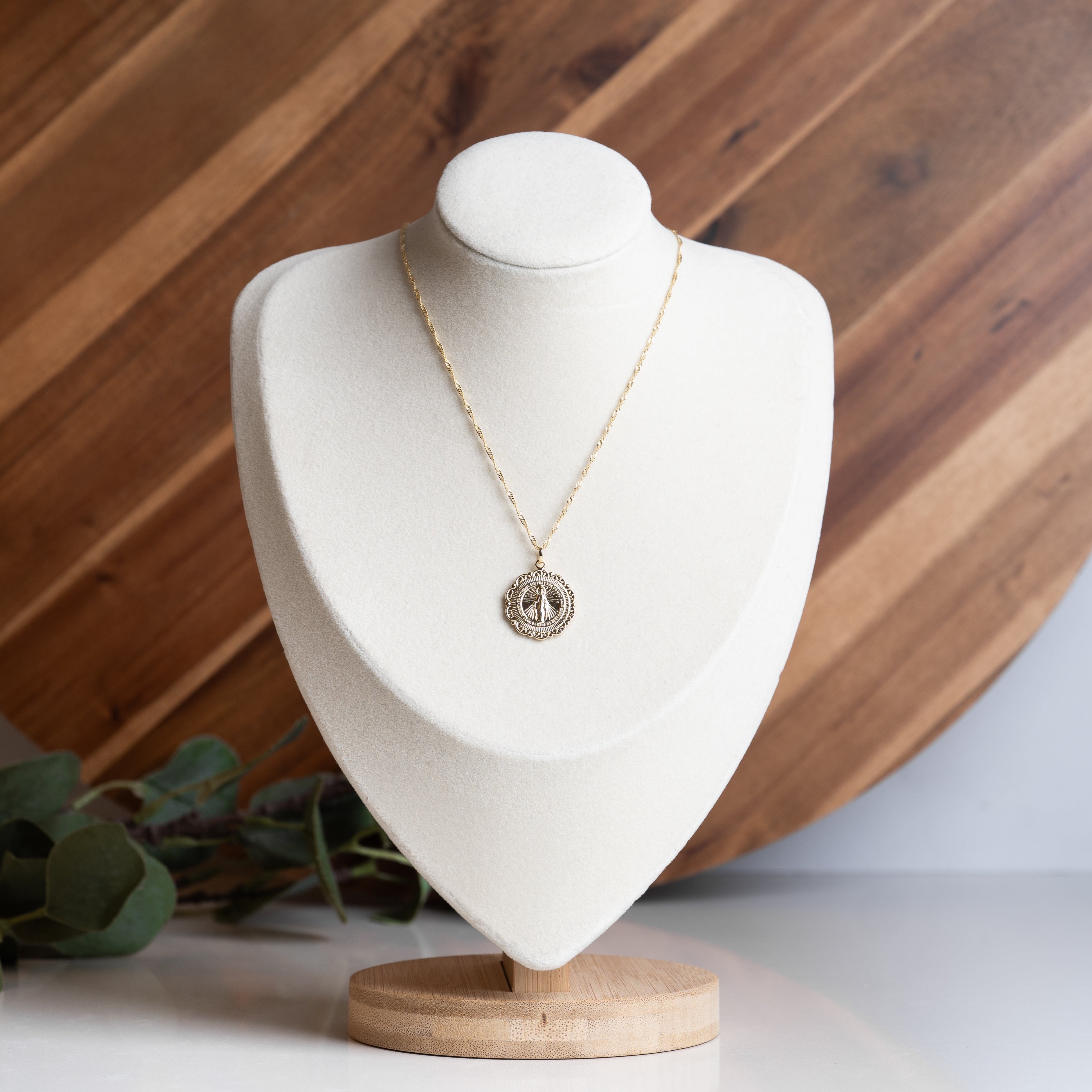 Floral Miraculous Medal Necklace // 18k Gold-Filled