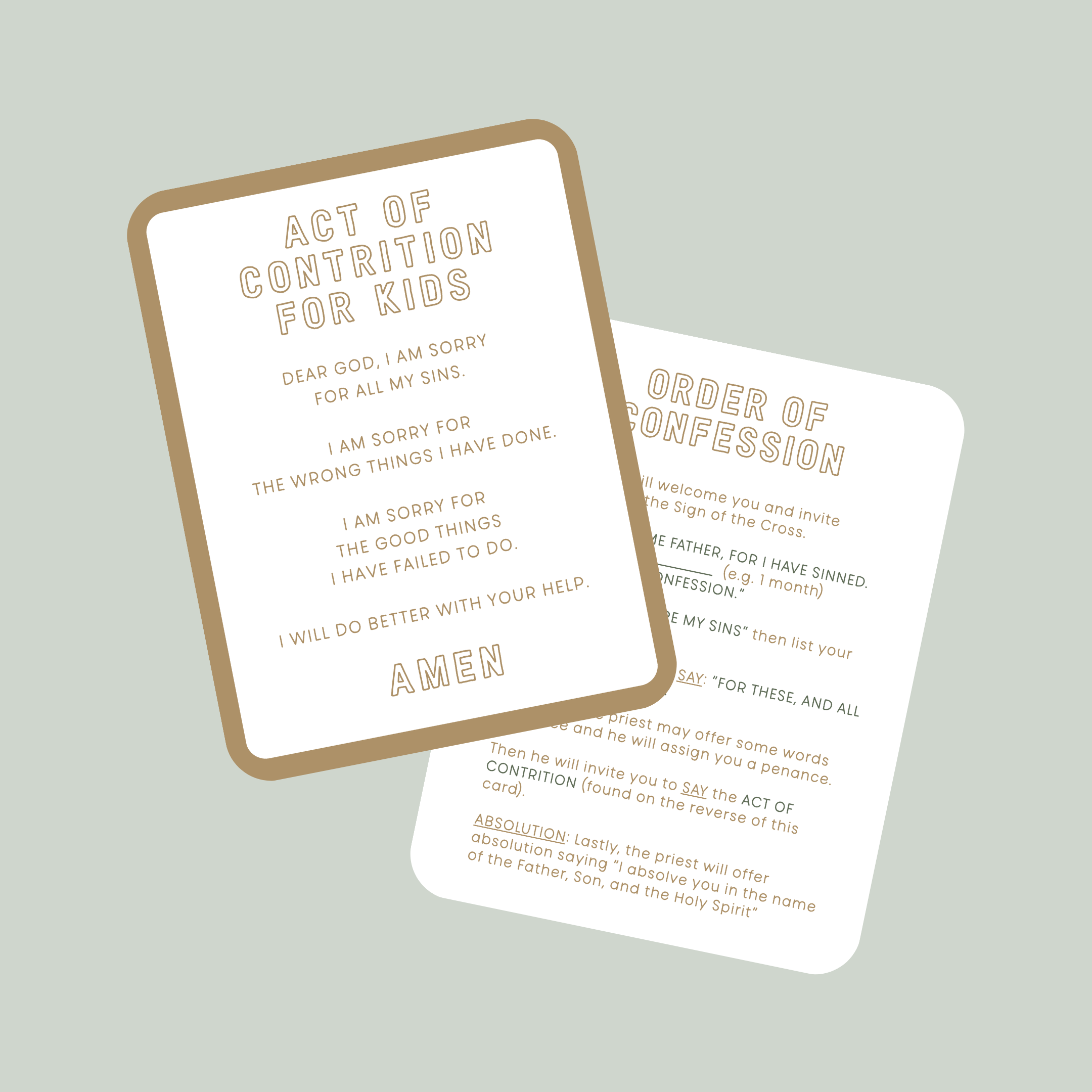'Act of Contrition For Kids' Prayer Card