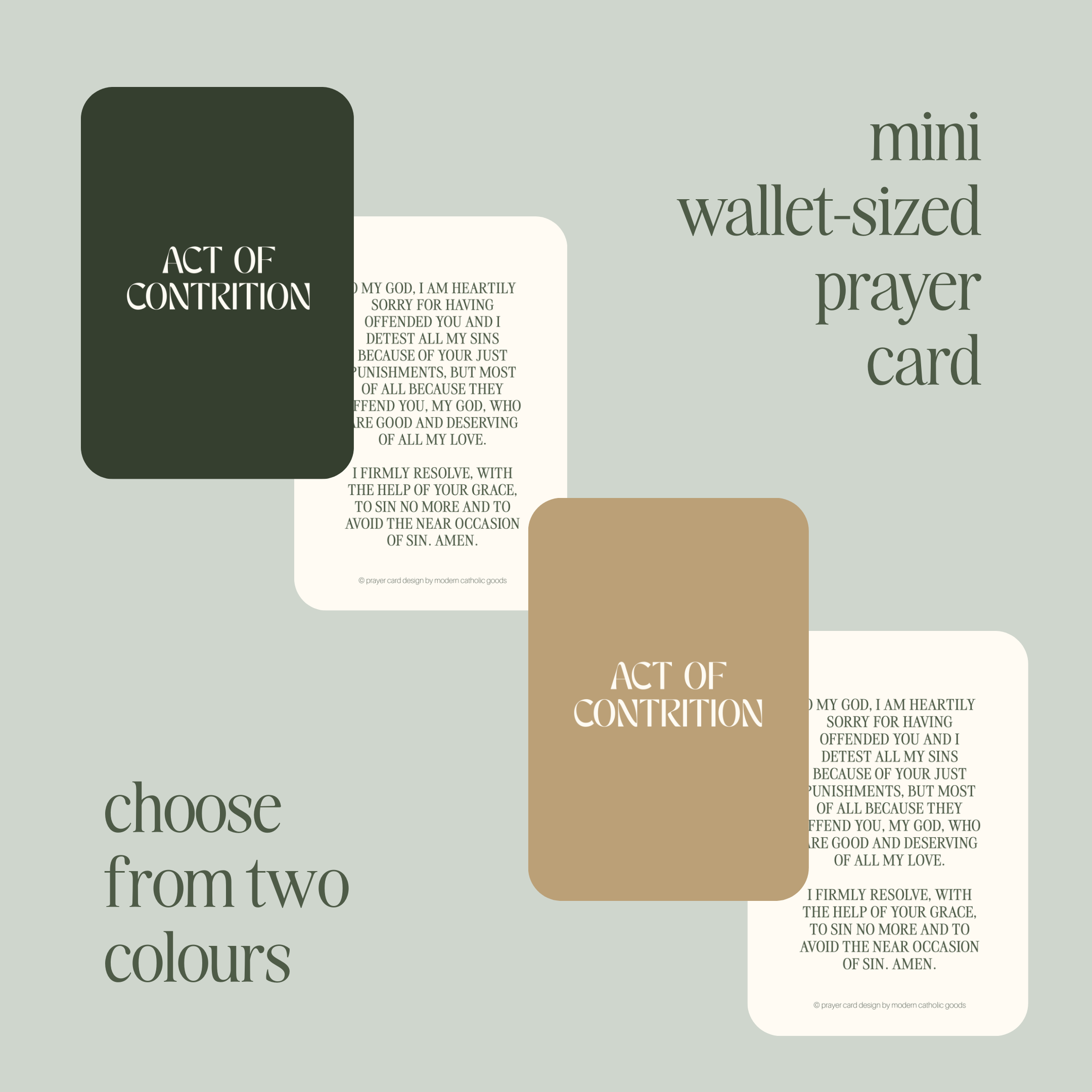 'Act of Contrition' Mini Prayer Card