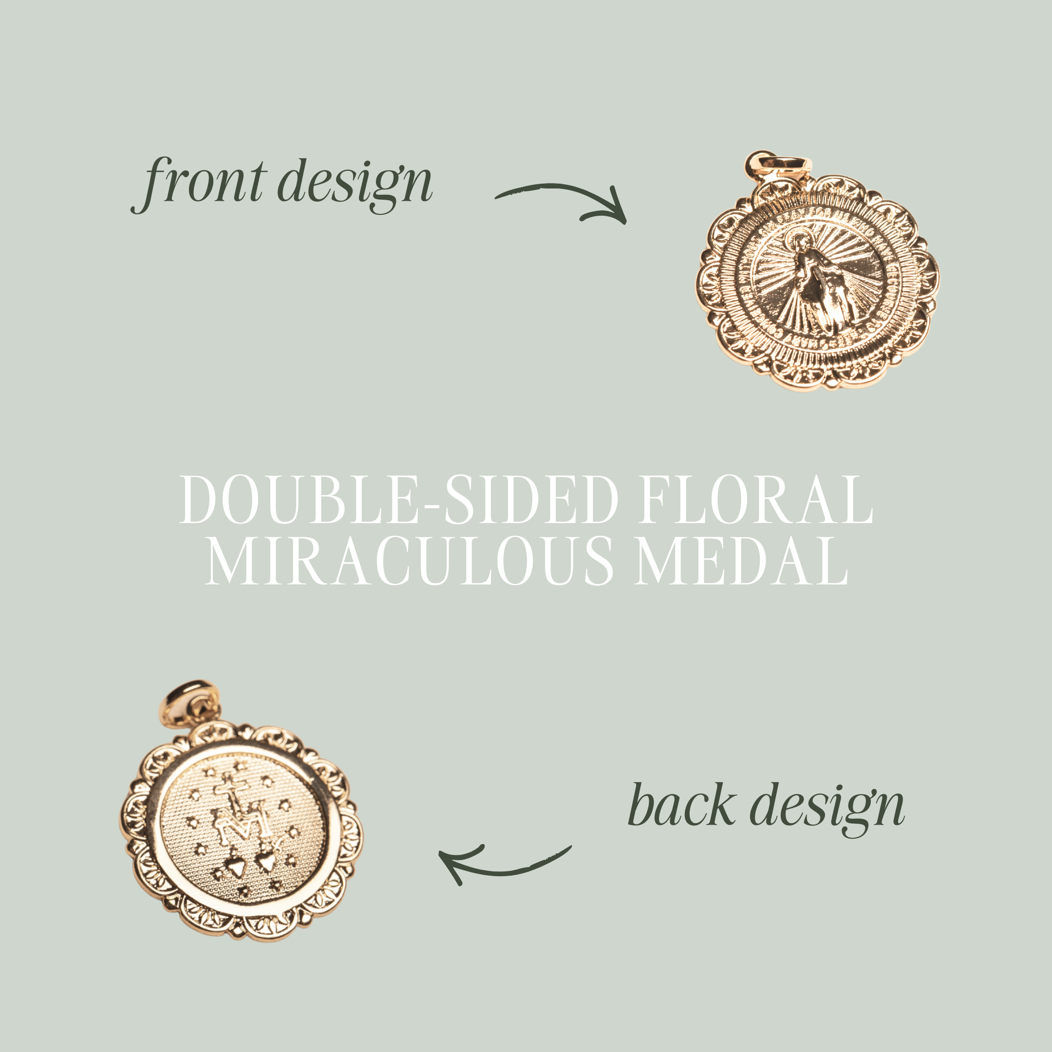 18k Gold-Filled Floral Miraculous Medal (Pendant Only)