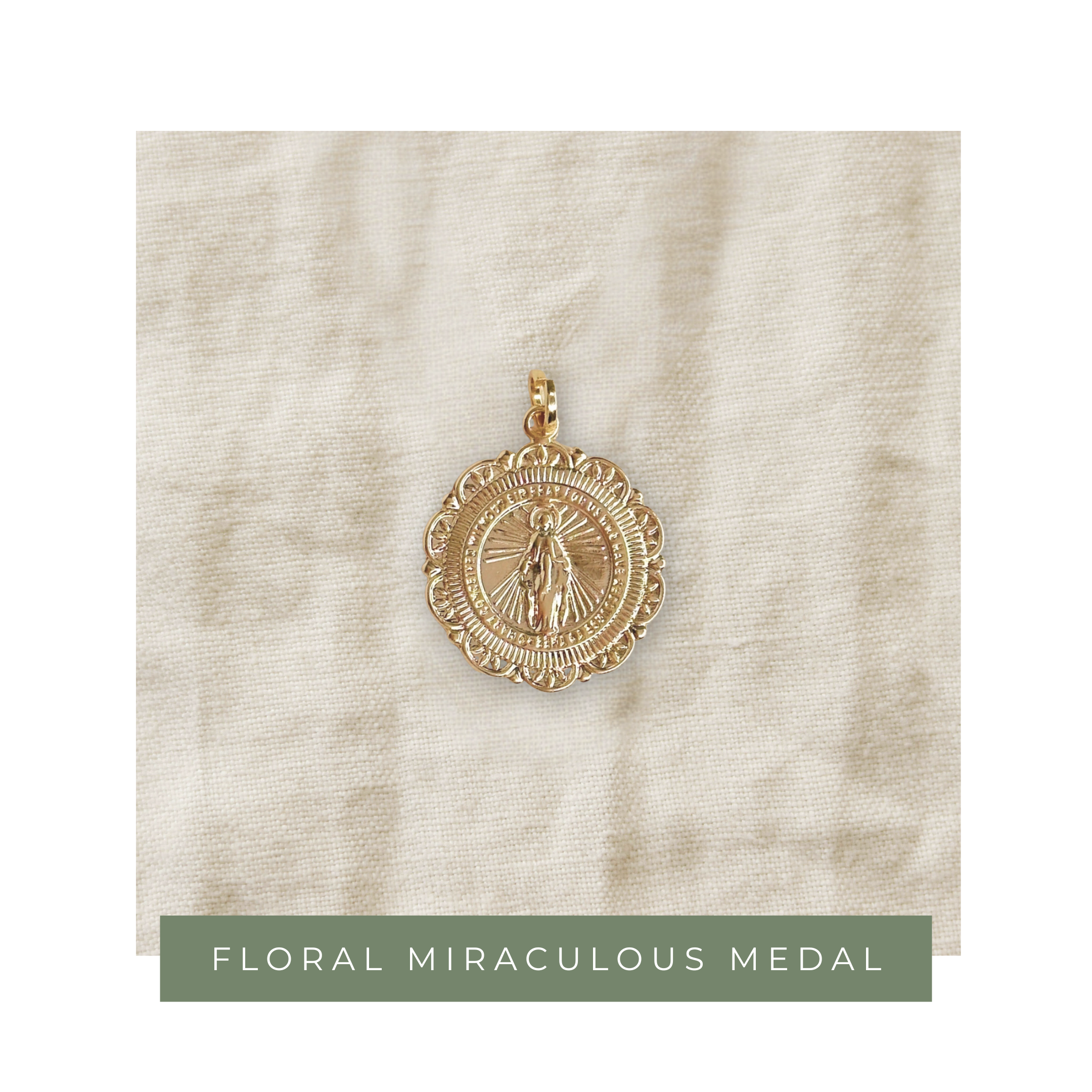 18k Gold-Filled Floral Miraculous Medal (Pendant Only)