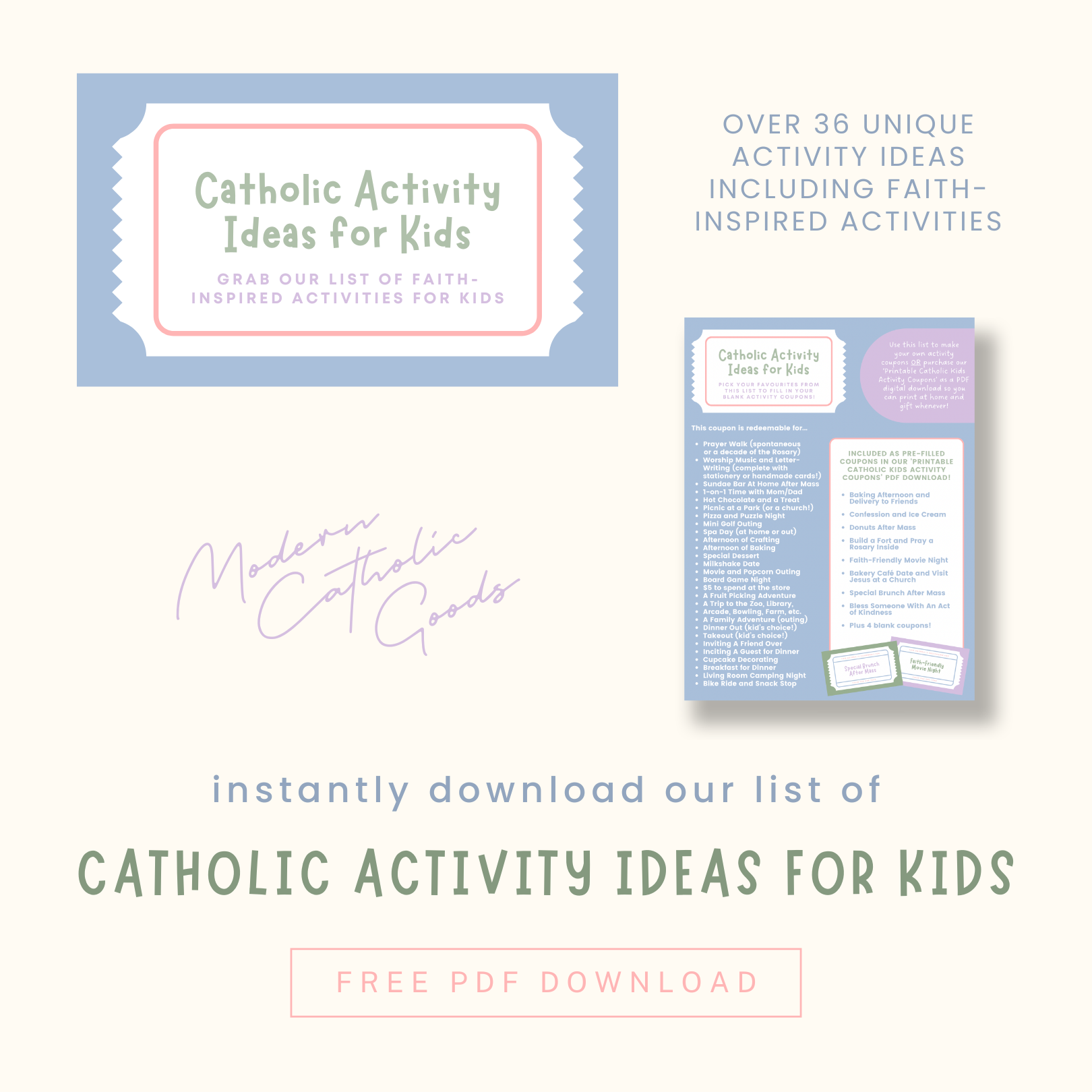 *FREE* Catholic Kids Activity Ideas List (PDF Download)