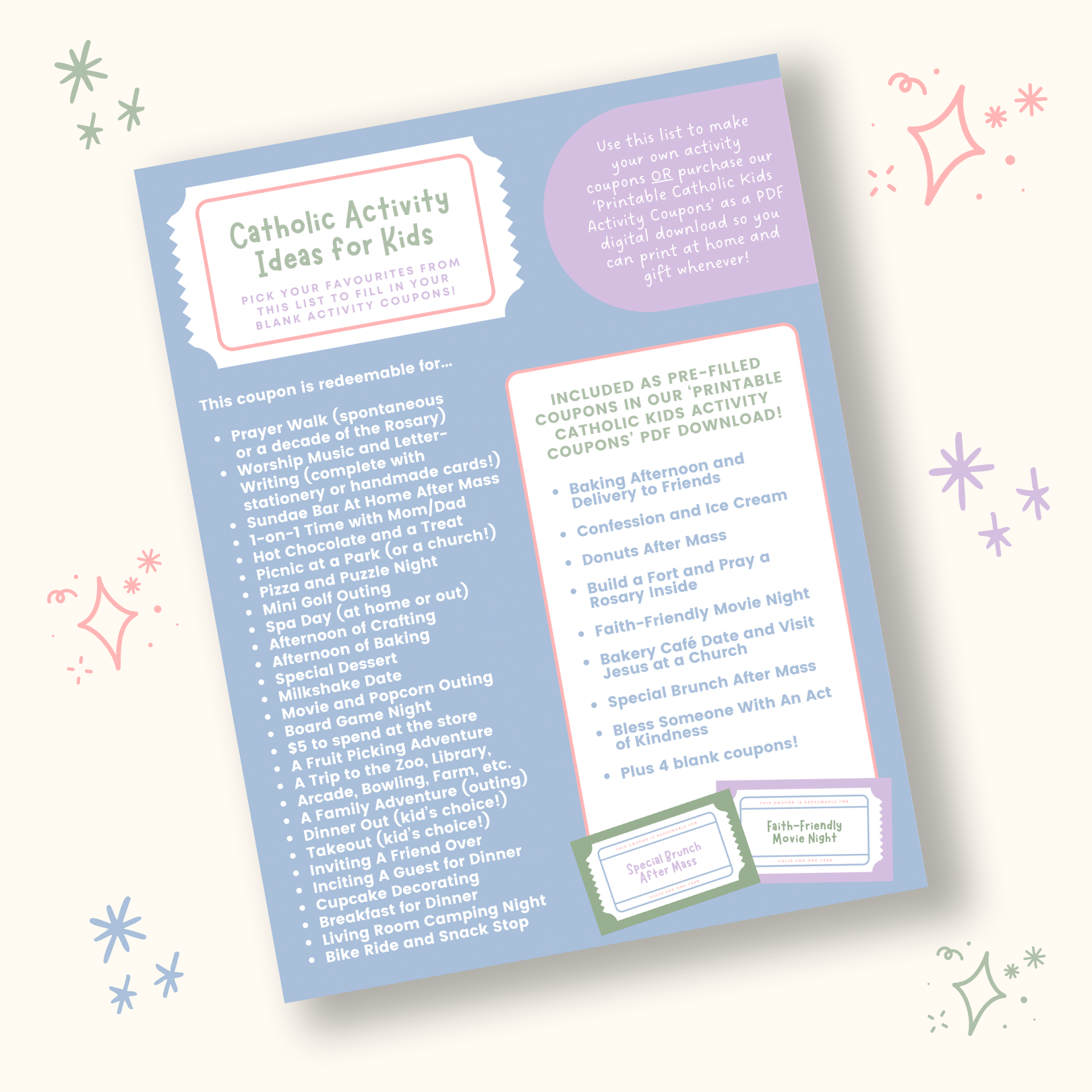 *FREE* Catholic Kids Activity Ideas List (PDF Download)