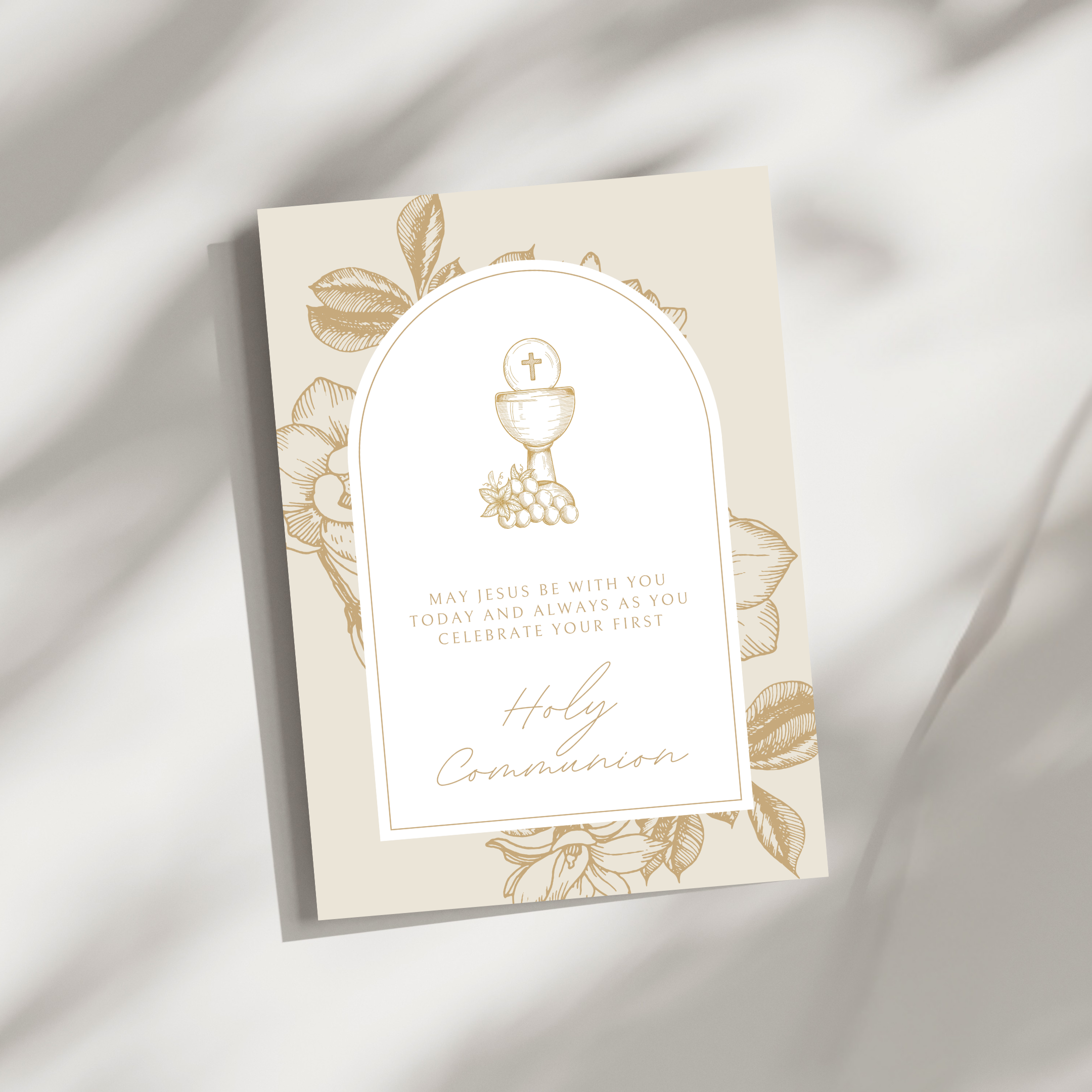 Floral 'Holy Communion’ Folded Greeting Card