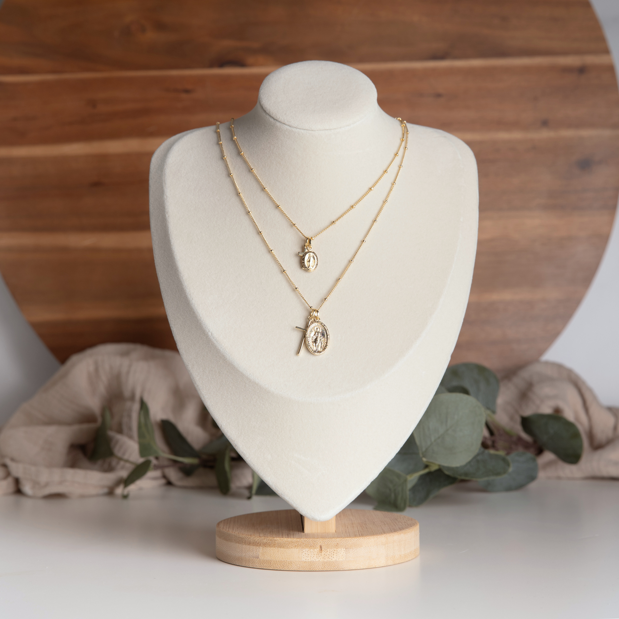 Mini Cross + Miraculous Medal Necklace // 18k Gold-Filled
