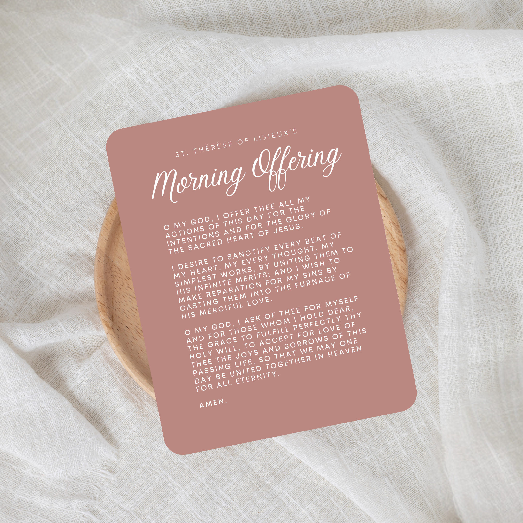 'St. Therese of Lisieux's Morning Offering' Prayer Card