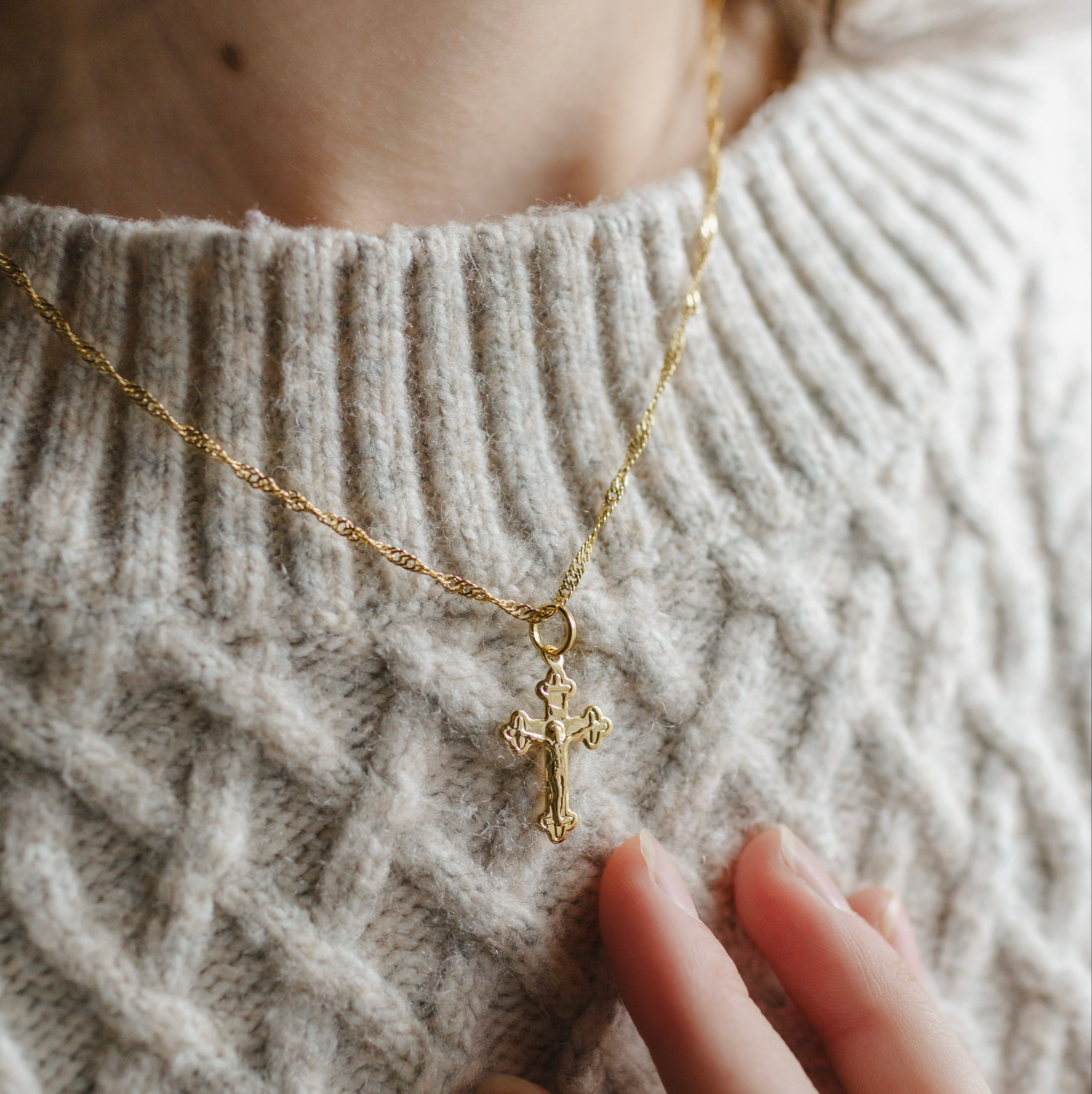 18k Gold-Filled One-Sided Crucifix (Pendant Only)