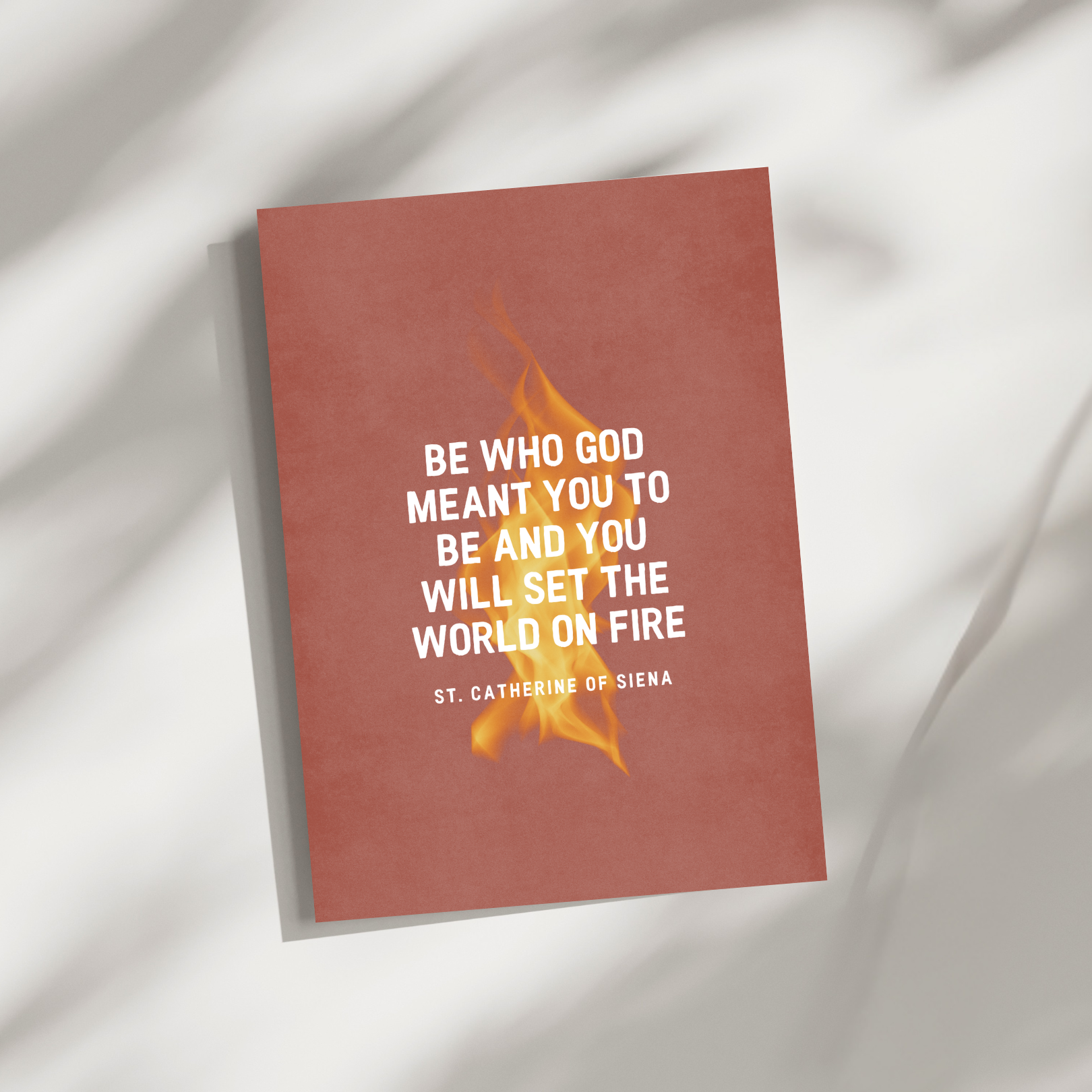 ‘Be Who God Meant You To Be’ Red Flame Folded Greeting Card