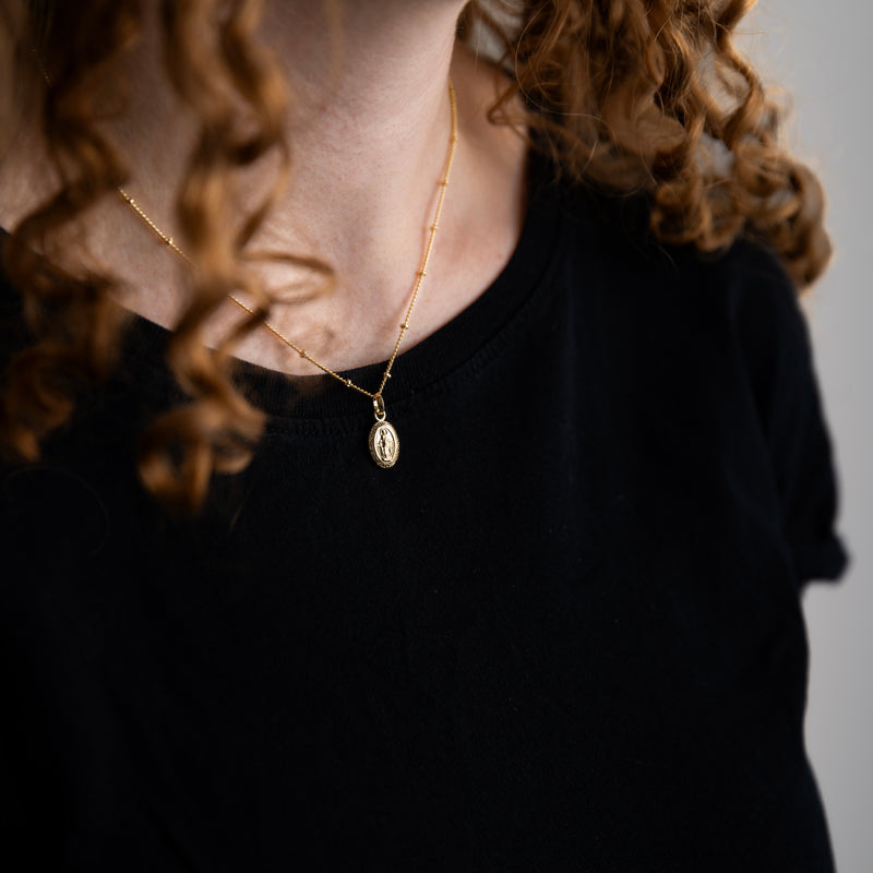 Essential Mini Miraculous Medal Necklace // 18k Gold-Filled