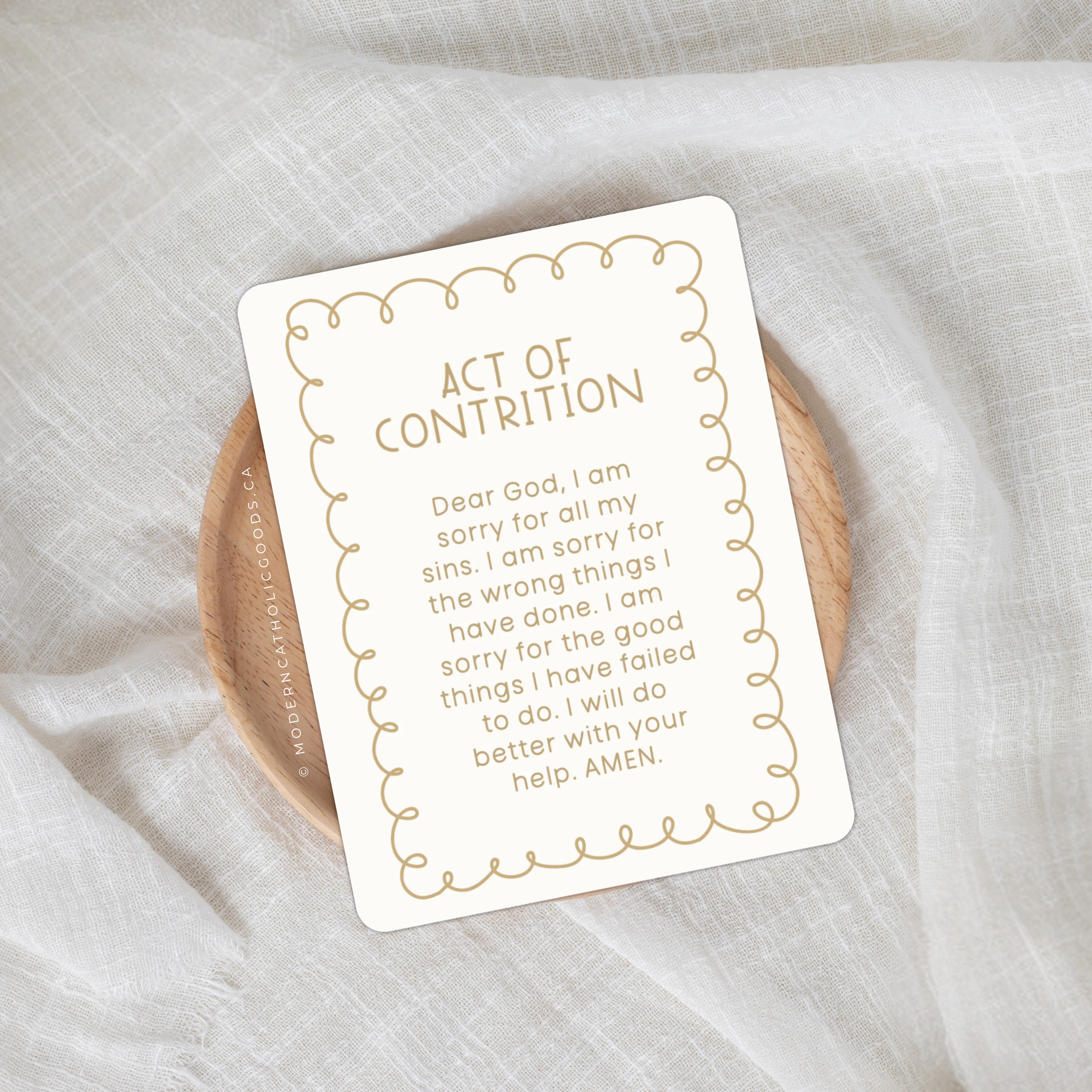'Act of Contrition' Kids Prayer Card