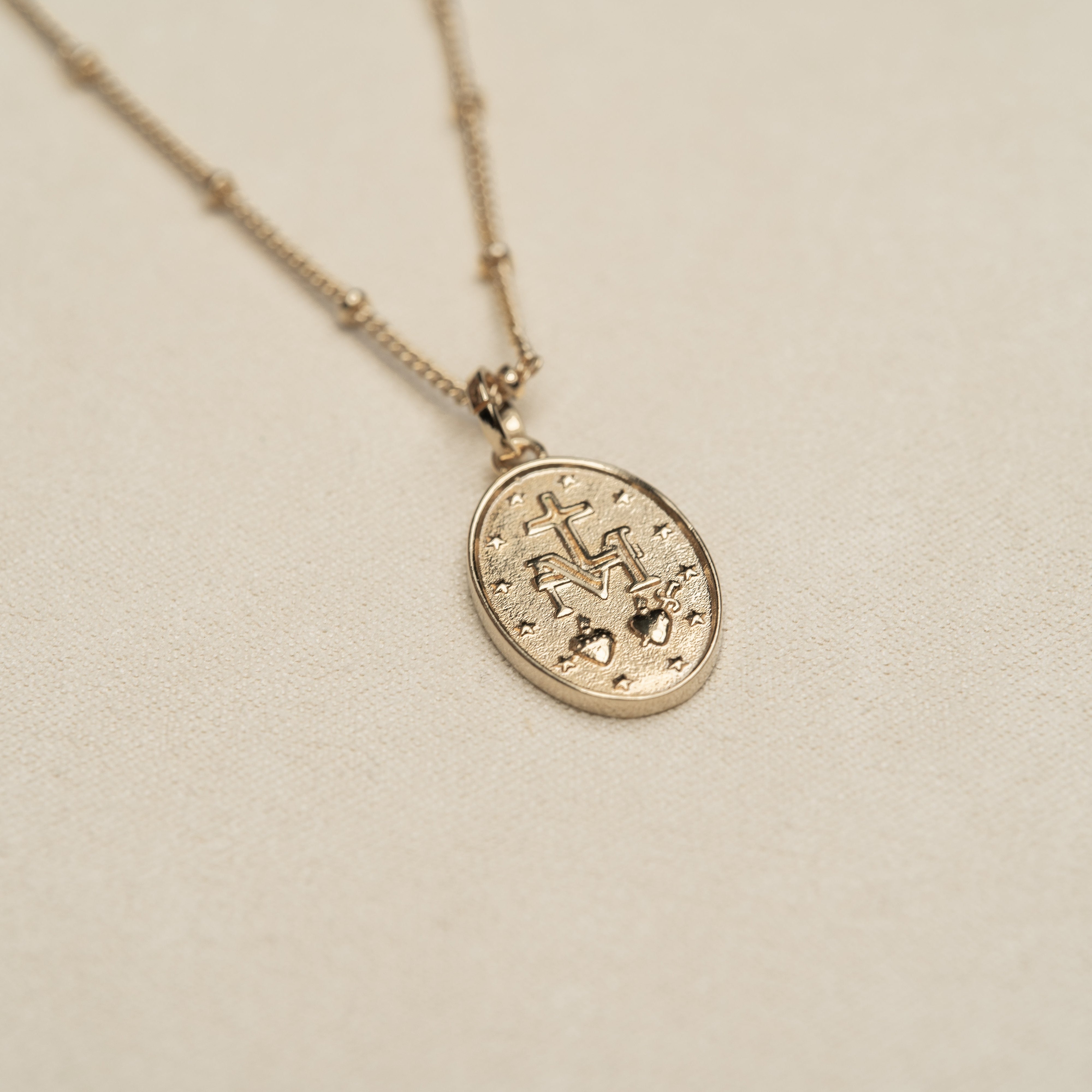 Cross + Miraculous Medal Necklace // 18k Gold-Filled