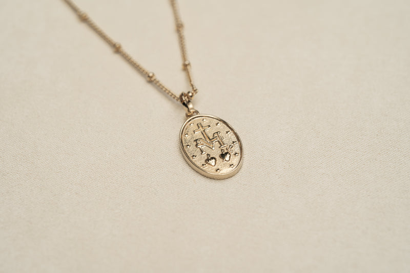 Cross + Miraculous Medal Necklace // 18k Gold-Filled