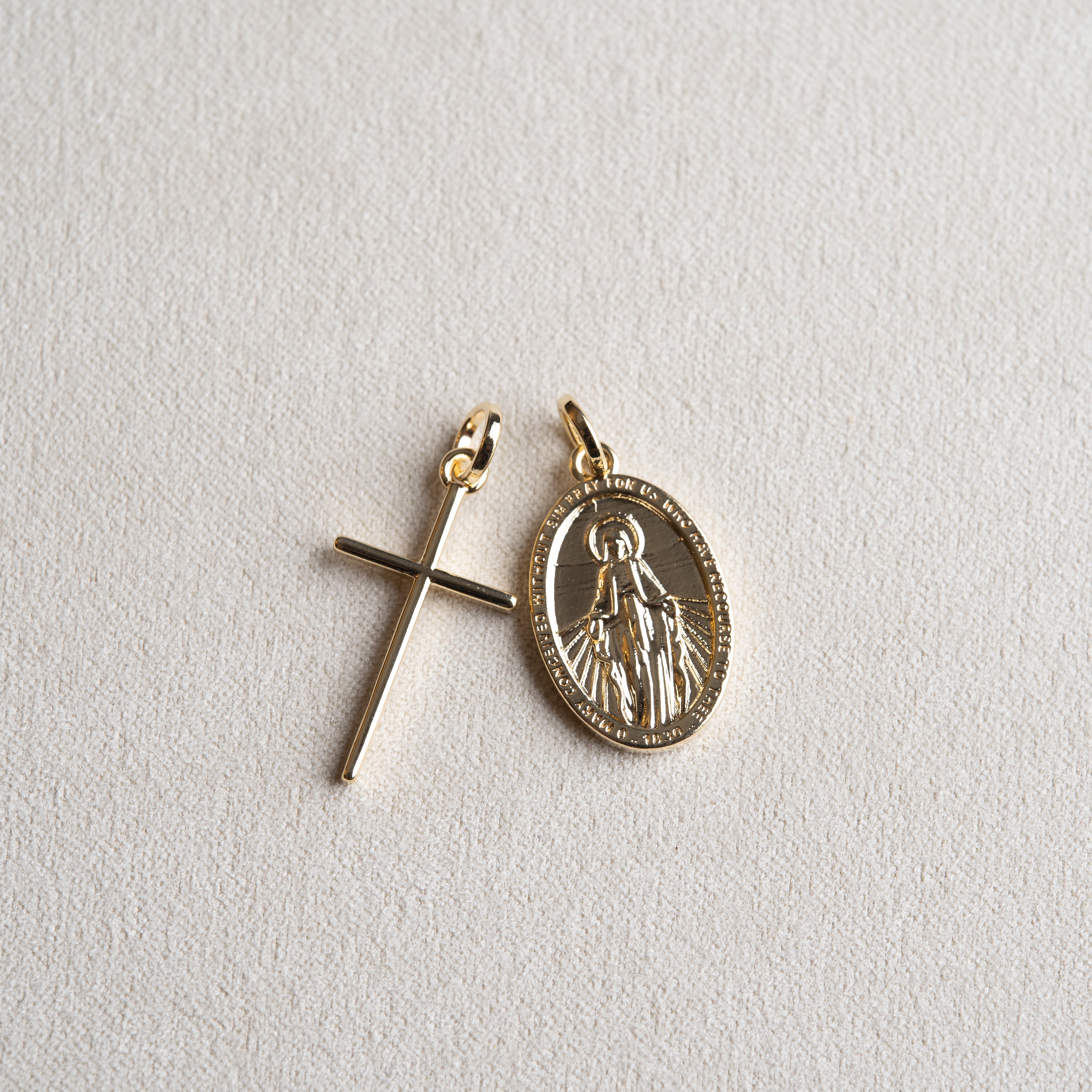 Cross + Miraculous Medal Necklace // 18k Gold-Filled