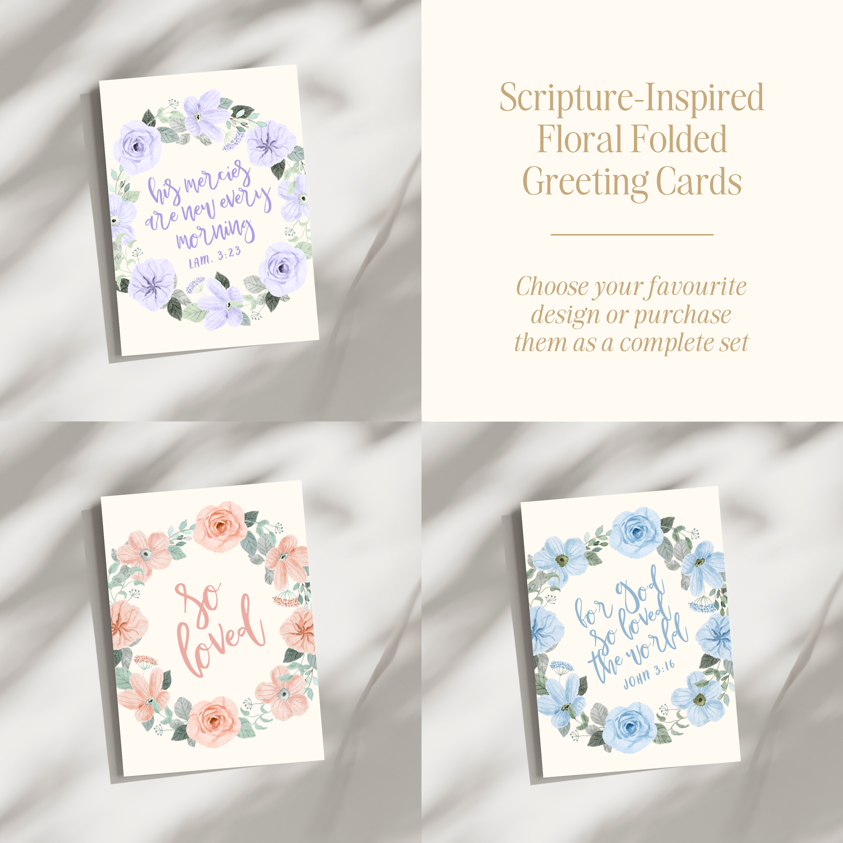 Scripture-Inspired Floral Folded Greeting Cards