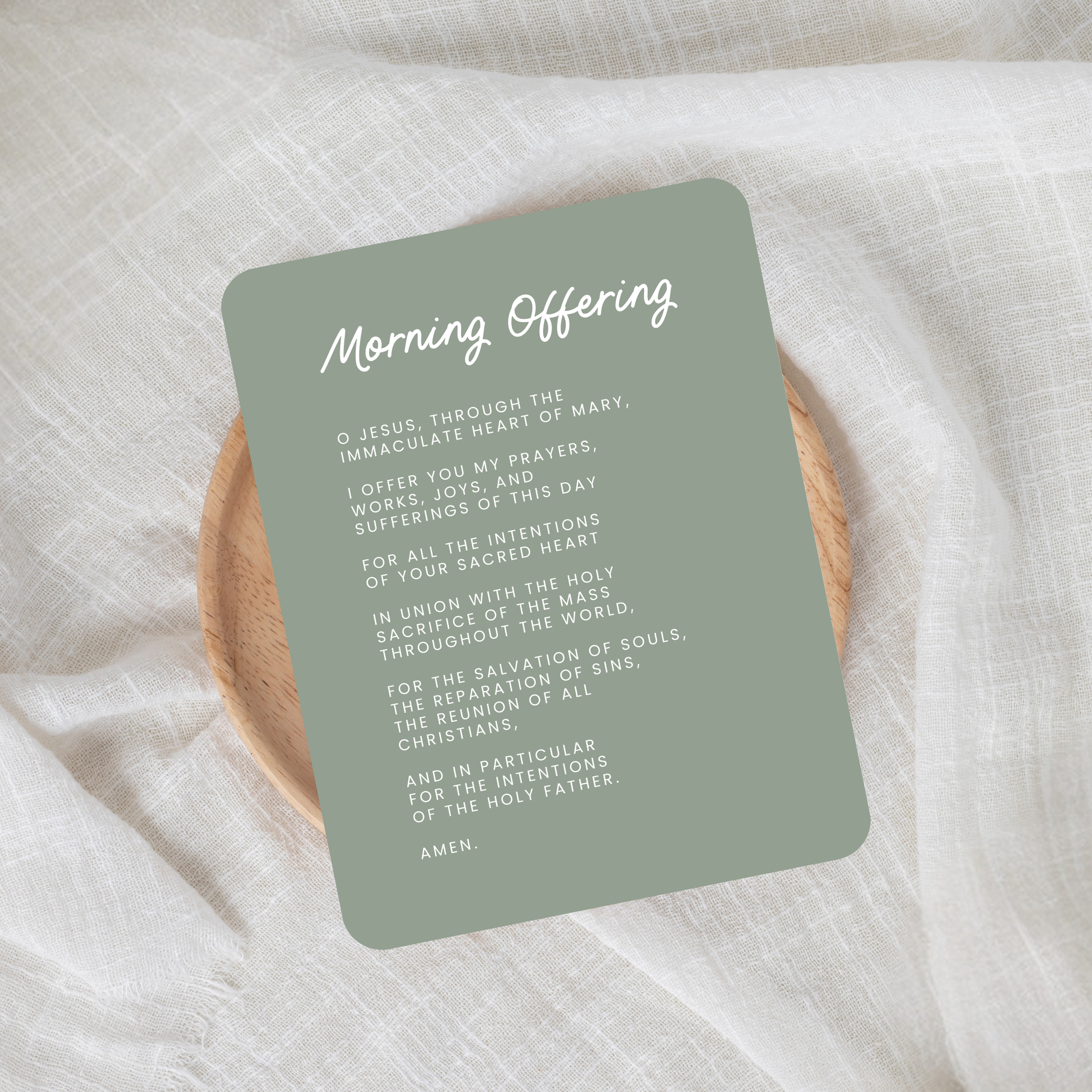 'Morning Offering + Night Prayer' Double-Sided Prayer Card