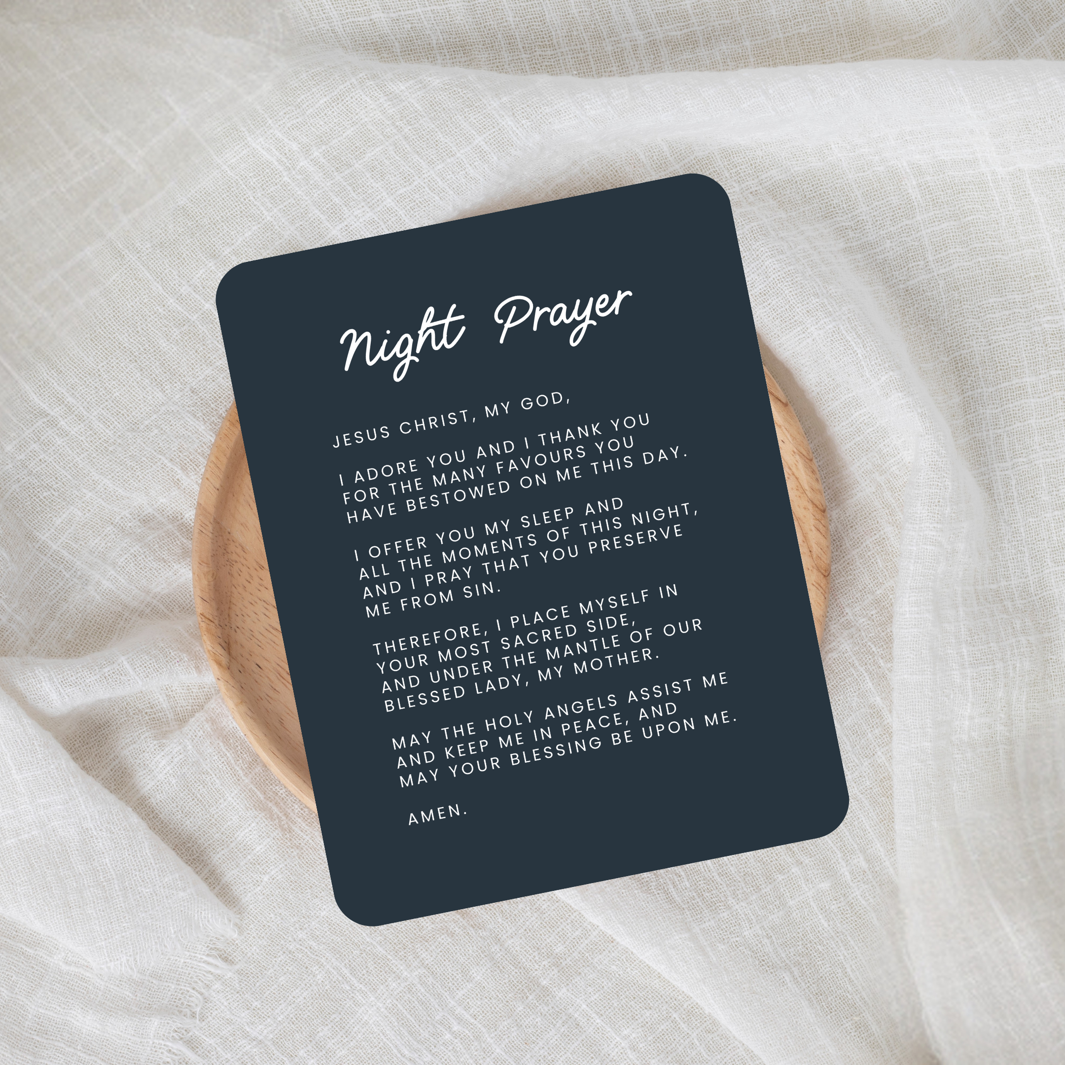 'Morning Offering + Night Prayer' Double-Sided Prayer Card