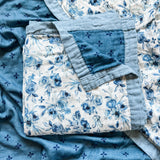 'Blue Marian Floral’ Luxury Double Sided Muslin Blanket