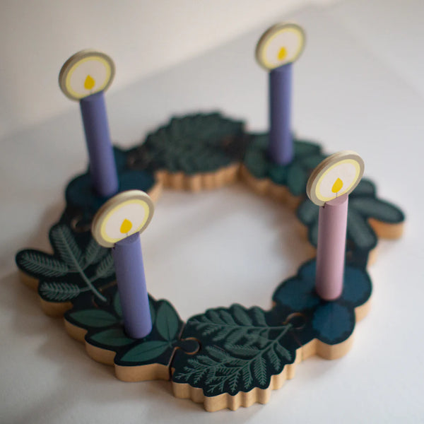 Double-Sided Advent to Christmas Wooden Wreath Set