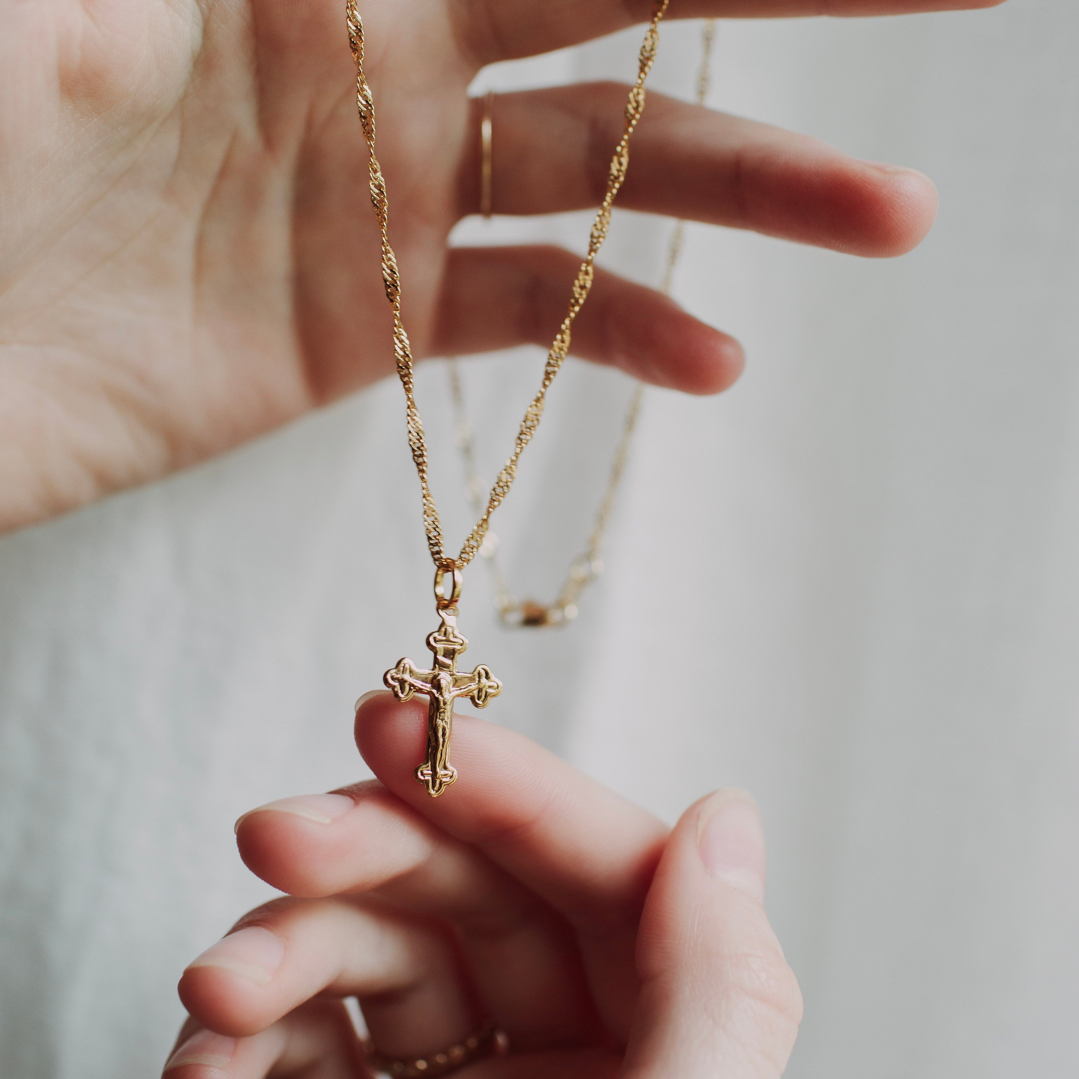 18k Gold-Filled One-Sided Crucifix (Pendant Only)