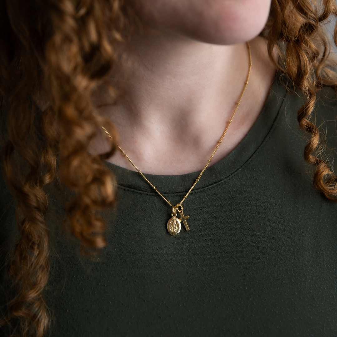 Mini Cross + Miraculous Medal Necklace // 18k Gold-Filled