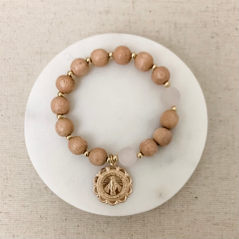 The Original Rosary Bracelet in Rose Quartz