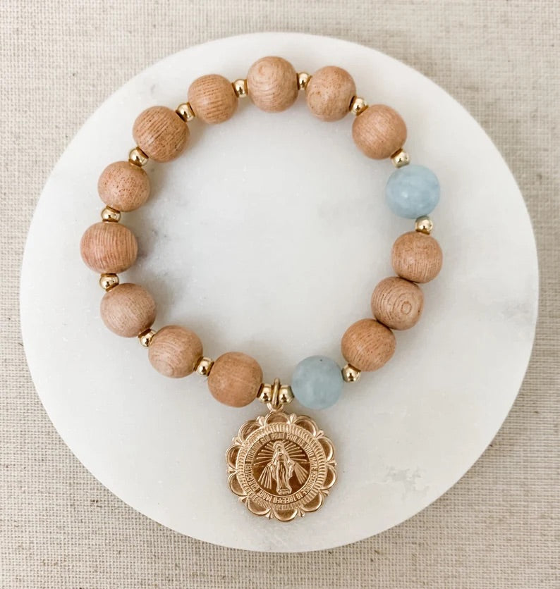The Original Rosary Bracelet in Aquamarine